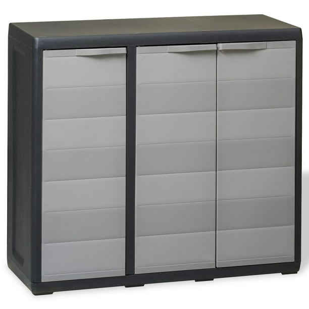 Garden Storage Cabinet with 2 Shelves Black 